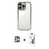 MARSİLYAN™- iPhone 16 Pro Max Kılıf Vadi Minimal - Siyah Bilvis 3X AR Hayalet Cam Ekran Koruyucu + PVD Metal Kamera Lens - GD