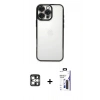 MARSİLYAN™- iPhone 16 Pro Max Kılıf Vadi Minimal - Siyah Bilvis 3X AR Hayalet Cam Ekran Koruyucu + PVD Metal Kamera Lens - GS