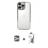 MARSİLYAN™- iPhone 16 Pro Max Kılıf Vadi Minimal - Siyah Bilvis 3X AR Hayalet Cam Ekran Koruyucu + PVD Metal Kamera Lens - GD