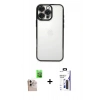 MARSİLYAN™- iPhone 16 Pro Max Kılıf Vadi Minimal - Siyah Bilvis 3X AR Hayalet Cam Ekran Koruyucu + Raze Metal Kamera Lens - NLGY