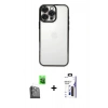 MARSİLYAN™- iPhone 16 Pro Max Kılıf Vadi Minimal - Siyah Bilvis 3X AR Hayalet Cam Ekran Koruyucu + Raze Metal Kamera Lens - SH