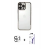 MARSİLYAN™- iPhone 16 Pro Max Kılıf Vadi Minimal - Siyah Bilvis 3X AR HD Cam Ekran Koruyucu + Pers Alüminyum Kamera Lens - GS