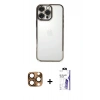 MARSİLYAN™- iPhone 16 Pro Max Kılıf Vadi Minimal - Siyah Bilvis 3X AR HD Cam Ekran Koruyucu + Pers Alüminyum Kamera Lens - CLTM