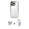 MARSİLYAN™- iPhone 16 Pro Max Kılıf Vadi Minimal - Siyah Bilvis 3X AR HD Cam Ekran Koruyucu + Pers Alüminyum Kamera Lens - GS