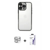 MARSİLYAN™- iPhone 16 Pro Max Kılıf Vadi Minimal - Siyah Bilvis 3X AR HD Cam Ekran Koruyucu + Pers Alüminyum Kamera Lens - GS