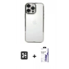 MARSİLYAN™- iPhone 16 Pro Max Kılıf Vadi Minimal - Siyah Bilvis 3X AR HD Cam Ekran Koruyucu + PVD Metal Kamera Lens - SH