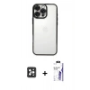MARSİLYAN™- iPhone 16 Pro Max Kılıf Vadi Minimal - Siyah Bilvis 3X AR HD Cam Ekran Koruyucu + PVD Metal Kamera Lens - SH