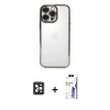 MARSİLYAN™- iPhone 16 Pro Max Kılıf Vadi Minimal - Siyah Bilvis 3X AR HD Cam Ekran Koruyucu + PVD Metal Kamera Lens - SH
