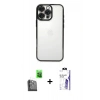 MARSİLYAN™- iPhone 16 Pro Max Kılıf Vadi Minimal - Siyah Bilvis 3X AR HD Cam Ekran Koruyucu + Raze Metal Kamera Lens - SH