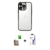 MARSİLYAN™- iPhone 16 Pro Max Kılıf Vadi Minimal - Siyah Bilvis 3X AR HD Cam Ekran Koruyucu + Raze Metal Kamera Lens - CLTM