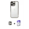 MARSİLYAN™- iPhone 16 Pro Max Kılıf Vadi Minimal - Siyah Bilvis 5in1 3D Magic Cam Ekran Koruyucu + Gold PVD Metal Kamera Lens