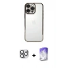 MARSİLYAN™- iPhone 16 Pro Max Kılıf Vadi Minimal - Siyah Bilvis 5in1 3D Magic Cam Ekran Koruyucu + Pers Alüminyum Kamera Lens - GI