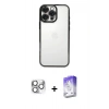 MARSİLYAN™- iPhone 16 Pro Max Kılıf Vadi Minimal - Siyah Bilvis 5in1 3D Magic Cam Ekran Koruyucu + Pers Alüminyum Kamera Lens - GS