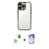 MARSİLYAN™- iPhone 16 Pro Max Kılıf Vadi Minimal - Siyah Bilvis 5in1 3D Magic Cam Ekran Koruyucu + Raze Metal Kamera Lens - BZ