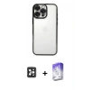 MARSİLYAN™- iPhone 16 Pro Max Kılıf Vadi Minimal - Siyah Bilvis 5in1 3D Magic Cam Ekran Koruyucu + PVD Metal Kamera Lens - SH