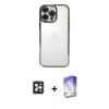 MARSİLYAN™- iPhone 16 Pro Max Kılıf Vadi Minimal - Siyah Bilvis 5in1 3D Magic Cam Ekran Koruyucu + PVD Metal Kamera Lens - SH