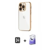 MARSİLYAN™- iPhone 16 Pro Max Kılıf Vadi Minimal - Siyah Bilvis 5in1 5D Magic Hayalet Cam Ekran Koruyucu + PVD Metal Kamera Lens - SH