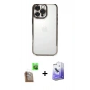 MARSİLYAN™- iPhone 16 Pro Max Kılıf Vadi Minimal - Siyah Bilvis 5in1 5D Magic Hayalet Cam Ekran Koruyucu + Çöl Titanyum Raze Metal Kamera Lens