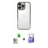 MARSİLYAN™- iPhone 16 Pro Max Kılıf Vadi Minimal - Siyah Bilvis 5in1 5D Magic Hayalet Cam Ekran Koruyucu + Raze Metal Kamera Lens - NLGY