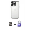 MARSİLYAN™- iPhone 16 Pro Max Kılıf Vadi Minimal - Siyah Bilvis 5in1 5D Magic Hayalet Cam Ekran Koruyucu + PVD Metal Kamera Lens - GD