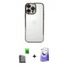 MARSİLYAN™- iPhone 16 Pro Max Kılıf Vadi Minimal - Siyah Bilvis 5in1 5D Magic Hayalet Cam Ekran Koruyucu + Raze Metal Kamera Lens - SH