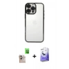 MARSİLYAN™- iPhone 16 Pro Max Kılıf Vadi Minimal - Siyah Bilvis 5in1 5D Magic Hayalet Cam Ekran Koruyucu + Raze Metal Kamera Lens - NLGY