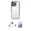 MARSİLYAN™- iPhone 16 Pro Max Kılıf Vadi Minimal - Siyah Bilvis 5in1 5D Magic Hayalet Cam Ekran Koruyucu + Beyaz Raze Metal Kamera Lens