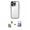MARSİLYAN™- iPhone 16 Pro Max Kılıf Vadi Minimal - Siyah Bilvis 5in1 5D Magic Hayalet Cam Ekran Koruyucu + Çöl Titanyum Raze Metal Kamera Lens