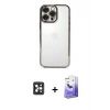 MARSİLYAN™- iPhone 16 Pro Max Kılıf Vadi Minimal - Siyah Bilvis 5in1 5D Magic Hayalet Cam Ekran Koruyucu + PVD Metal Kamera Lens - SH
