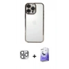 MARSİLYAN™- iPhone 16 Pro Max Kılıf Vadi Minimal - Siyah Bilvis 5in1 5D Magic Hayalet Cam Ekran Koruyucu + Pers Alüminyum Kamera Lens - GI