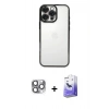 MARSİLYAN™- iPhone 16 Pro Max Kılıf Vadi Minimal - Siyah Bilvis 5in1 5D Magic Hayalet Cam Ekran Koruyucu + Pers Alüminyum Kamera Lens - GI