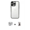 MARSİLYAN™- iPhone 16 Pro Max Kılıf Vadi Minimal - Siyah Bilvis Hayalet Cam Ekran Koruyucu + Pers Alüminyum Kamera Lens - GS