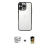 MARSİLYAN™- iPhone 16 Pro Max Kılıf Vadi Minimal - Siyah Buffer Cam Ekran Koruyucu + Pers Alüminyum Kamera Lens - GS