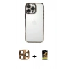 MARSİLYAN™- iPhone 16 Pro Max Kılıf Vadi Minimal - Siyah Buffer Cam Ekran Koruyucu + Pers Alüminyum Kamera Lens - CLTM