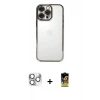 MARSİLYAN™- iPhone 16 Pro Max Kılıf Vadi Minimal - Siyah Buffer Cam Ekran Koruyucu + Pers Alüminyum Kamera Lens - GS