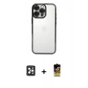 MARSİLYAN™- iPhone 16 Pro Max Kılıf Vadi Minimal - Siyah Buffer Cam Ekran Koruyucu + PVD Metal Kamera Lens - SH