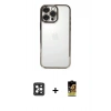 MARSİLYAN™- iPhone 16 Pro Max Kılıf Vadi Minimal - Siyah Buffer Cam Ekran Koruyucu + PVD Metal Kamera Lens - SH