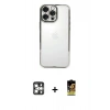 MARSİLYAN™- iPhone 16 Pro Max Kılıf Vadi Minimal - Siyah Buffer Cam Ekran Koruyucu + PVD Metal Kamera Lens - GS
