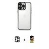 MARSİLYAN™- iPhone 16 Pro Max Kılıf Vadi Minimal - Siyah Buffer Cam Ekran Koruyucu + PVD Metal Kamera Lens - GS