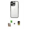 MARSİLYAN™- iPhone 16 Pro Max Kılıf Vadi Minimal - Siyah Buffer Cam Ekran Koruyucu + Raze Metal Kamera Lens - CLTM