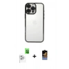 MARSİLYAN™- iPhone 16 Pro Max Kılıf Vadi Minimal - Siyah Buffer Hayalet Cam Ekran Koruyucu + Raze Metal Kamera Lens - BZ