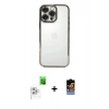 MARSİLYAN™- iPhone 16 Pro Max Kılıf Vadi Minimal - Siyah Buffer Hayalet Cam Ekran Koruyucu + Raze Metal Kamera Lens - BZ
