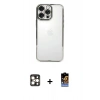 MARSİLYAN™- iPhone 16 Pro Max Kılıf Vadi Minimal - Siyah Buffer Hayalet Cam Ekran Koruyucu + PVD Metal Kamera Lens - GD