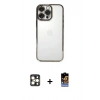 MARSİLYAN™- iPhone 16 Pro Max Kılıf Vadi Minimal - Siyah Buffer Hayalet Cam Ekran Koruyucu + PVD Metal Kamera Lens - GD