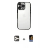 MARSİLYAN™- iPhone 16 Pro Max Kılıf Vadi Minimal - Siyah Buffer Hayalet Cam Ekran Koruyucu + PVD Metal Kamera Lens - GD