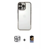 MARSİLYAN™- iPhone 16 Pro Max Kılıf Vadi Minimal - Siyah Buffer Hayalet Cam Ekran Koruyucu + Gri Pers Alüminyum Kamera Lens