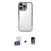 MARSİLYAN™- iPhone 16 Pro Max Kılıf Vadi Minimal - Siyah Buffer Hayalet Cam Ekran Koruyucu + Gümüş Bilvis Titan Kamera Lens