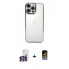 MARSİLYAN™- iPhone 16 Pro Max Kılıf Vadi Minimal - Siyah Buffer Hayalet Cam Ekran Koruyucu + Gümüş Bilvis Titan Kamera Lens