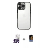 MARSİLYAN™- iPhone 16 Pro Max Kılıf Vadi Minimal - Siyah Buffer Hayalet Cam Ekran Koruyucu + Gümüş Bilvis Titan Kamera Lens