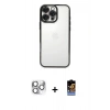 MARSİLYAN™- iPhone 16 Pro Max Kılıf Vadi Minimal - Siyah Buffer Hayalet Cam Ekran Koruyucu + Pers Alüminyum Kamera Lens - GS